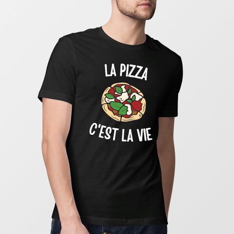 T-Shirt Homme La pizza c'est la vie Noir