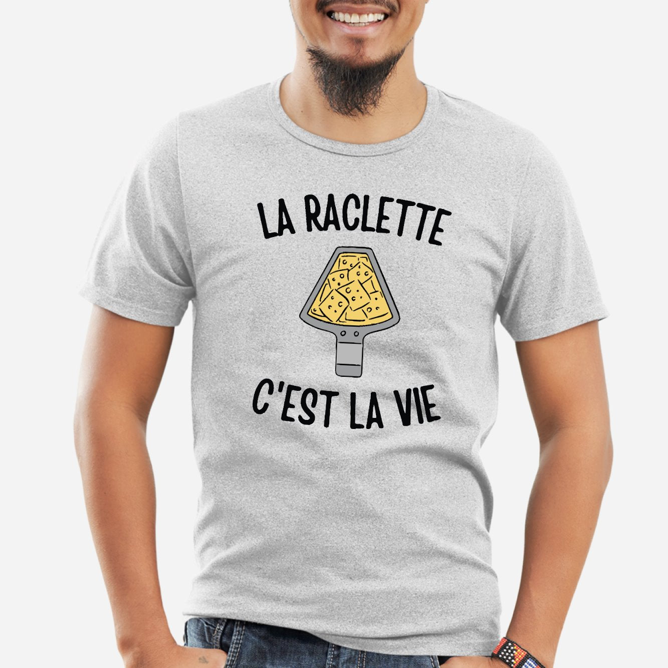 Débardeur Humour "Raclette Positive" - Cadeau Drôle Noël, Hiver, Pour Amateur De Fromage | T-shirt Léger, Coupe Classique