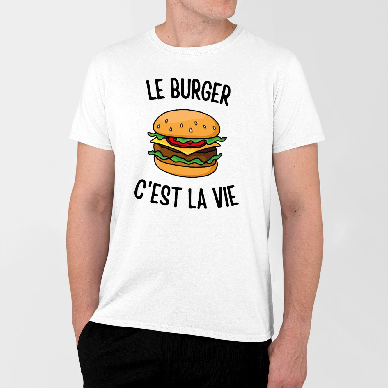 T-Shirt Homme Le burger c'est la vie Blanc