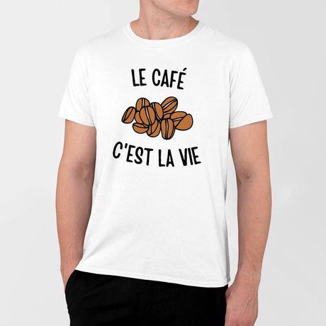T-Shirt Homme Le café c'est la vie Blanc