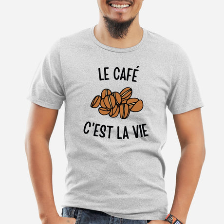 T-Shirt Homme Le café c'est la vie Gris