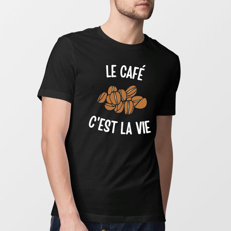 T-Shirt Homme Le café c'est la vie Noir