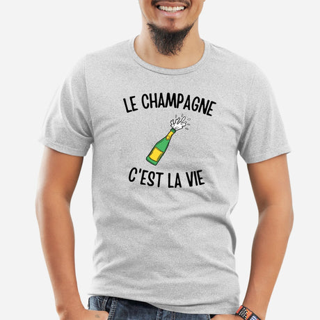 T-Shirt Homme Le champagne c'est la vie Gris