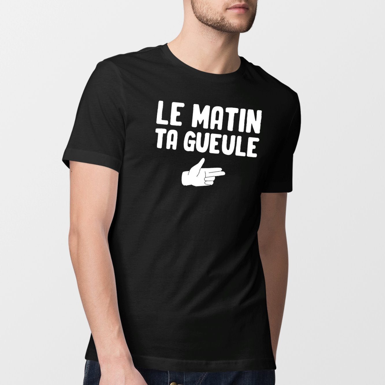 T-Shirt Homme Le matin ta gueule Noir