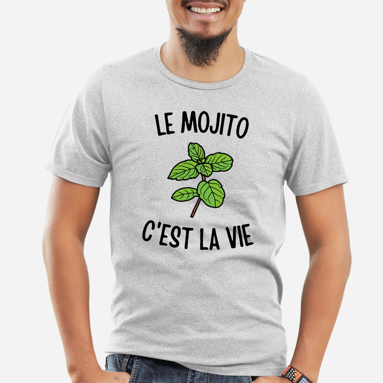 T-Shirt Homme Le mojito c'est la vie Gris