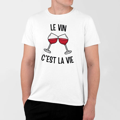 T-Shirt Homme Le vin c'est la vie Blanc