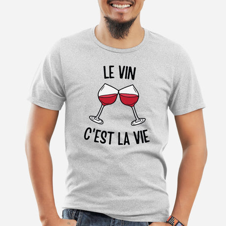 T-Shirt Homme Le vin c'est la vie Gris