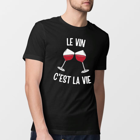 T-Shirt Homme Le vin c'est la vie Noir