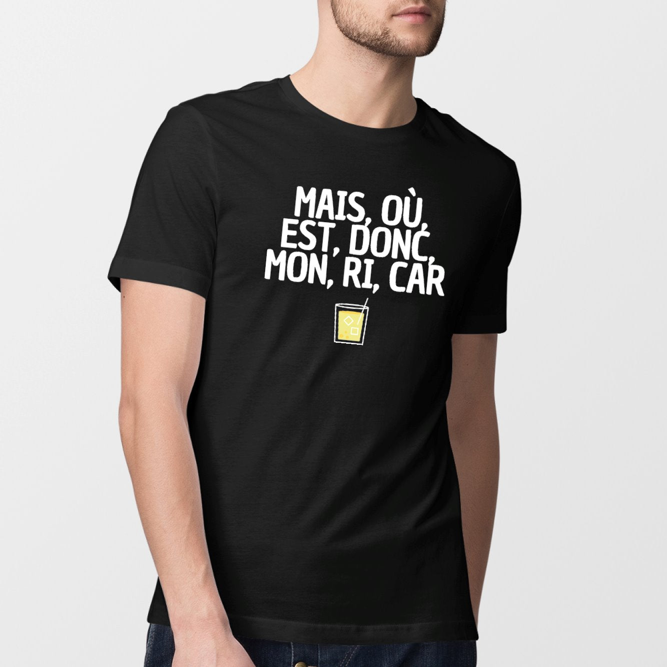 T-Shirt Homme Mais, où, est, donc, mon, ri, car Noir