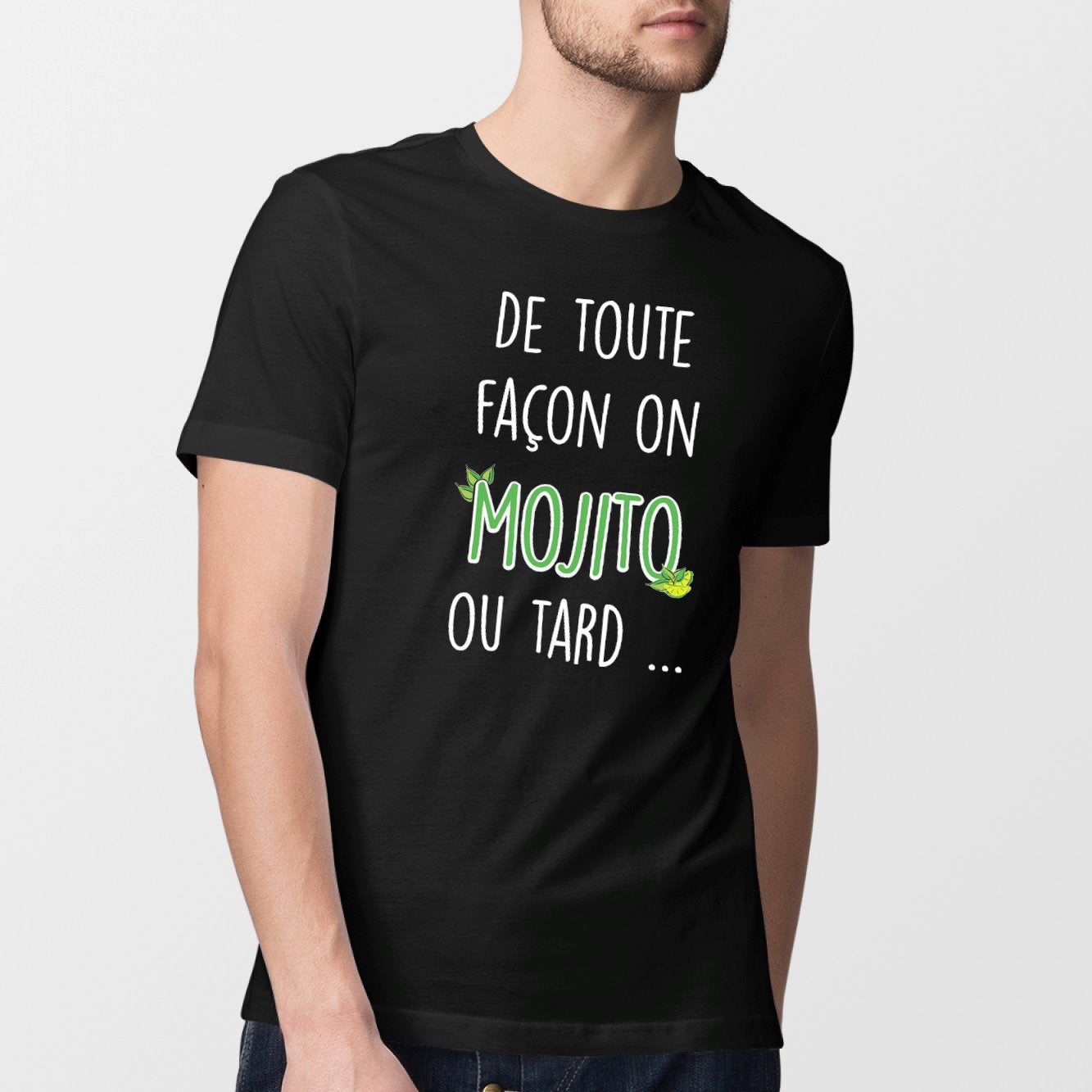 T-Shirt Homme Mojito ou tard Noir