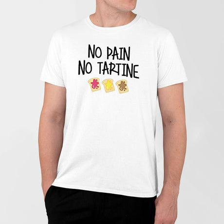 T-Shirt Homme No pain no tartine Blanc