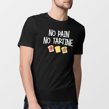 T-Shirt Homme No pain no tartine Noir