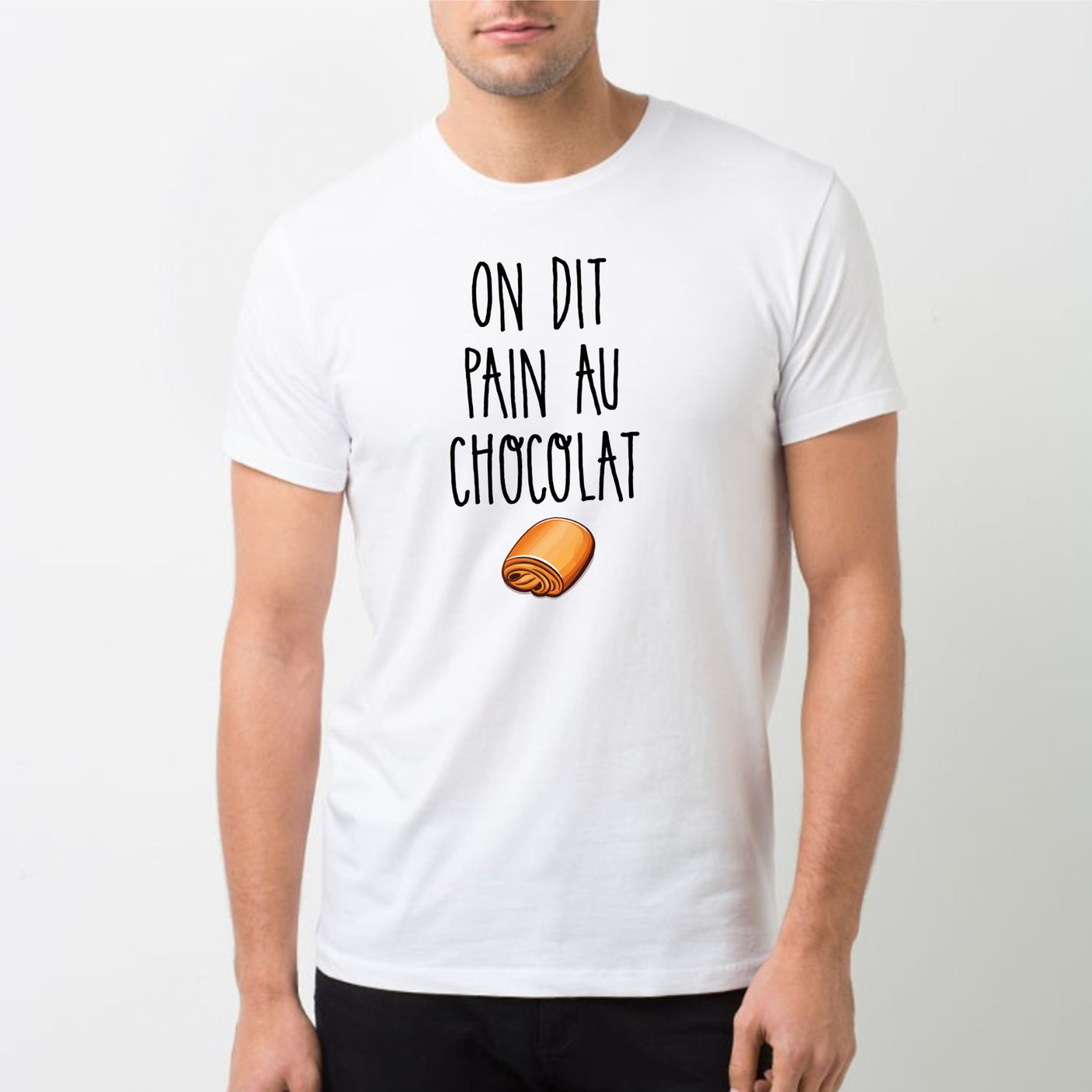 T-Shirt Homme On dit pain au chocolat Blanc