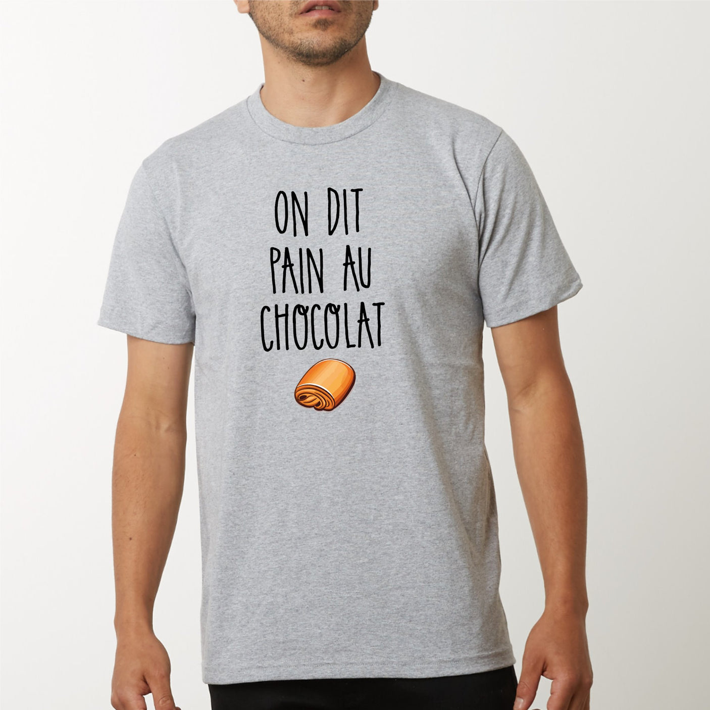 T-Shirt Homme On dit pain au chocolat Gris