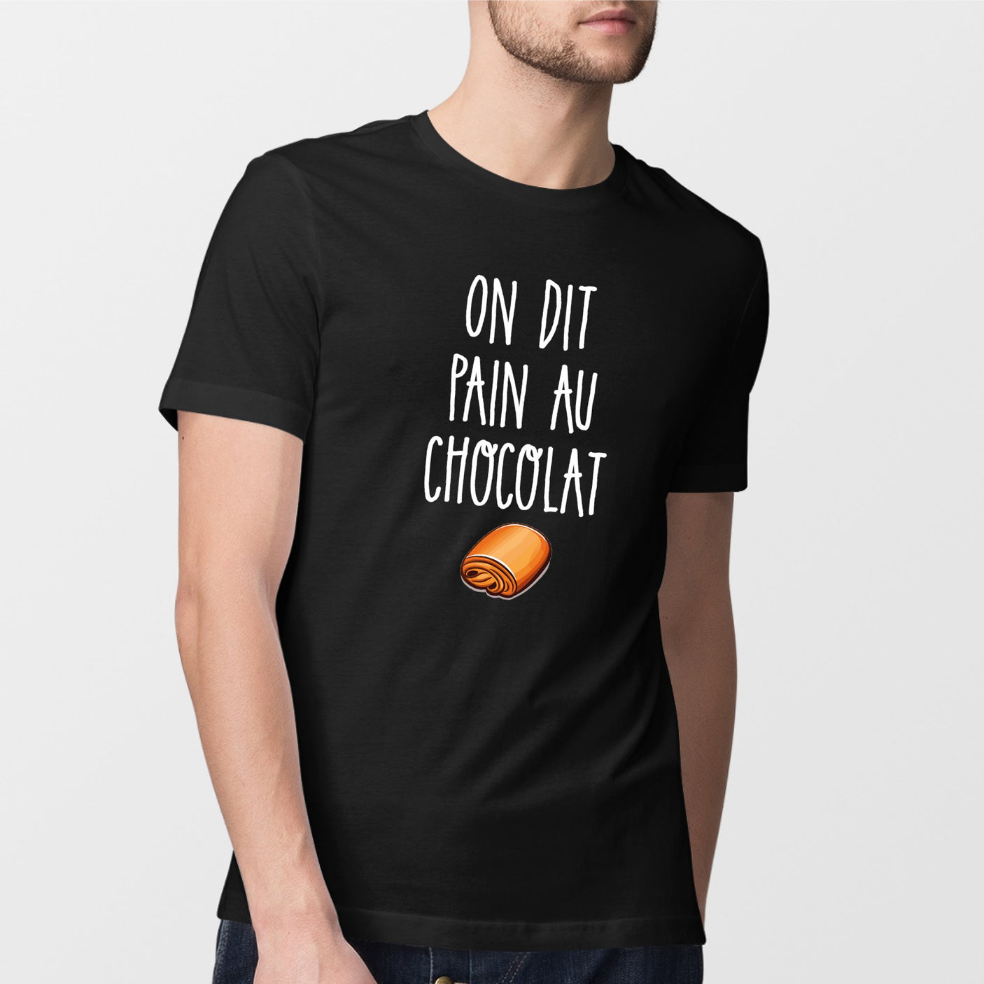 T-Shirt Homme On dit pain au chocolat Noir