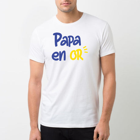 T-Shirt Homme Papa en or Blanc