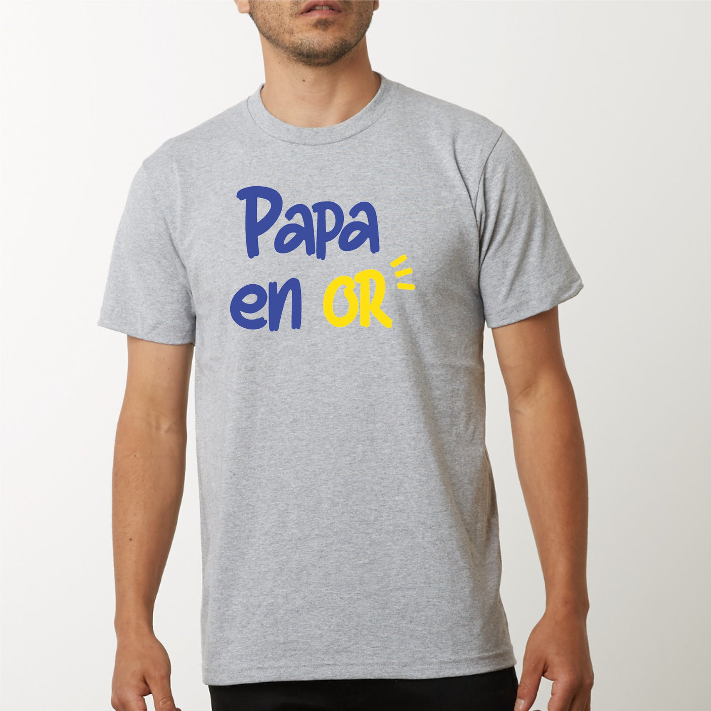 T-Shirt Homme Papa en or Gris