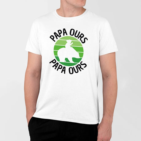 T-Shirt Homme Papa ours Blanc