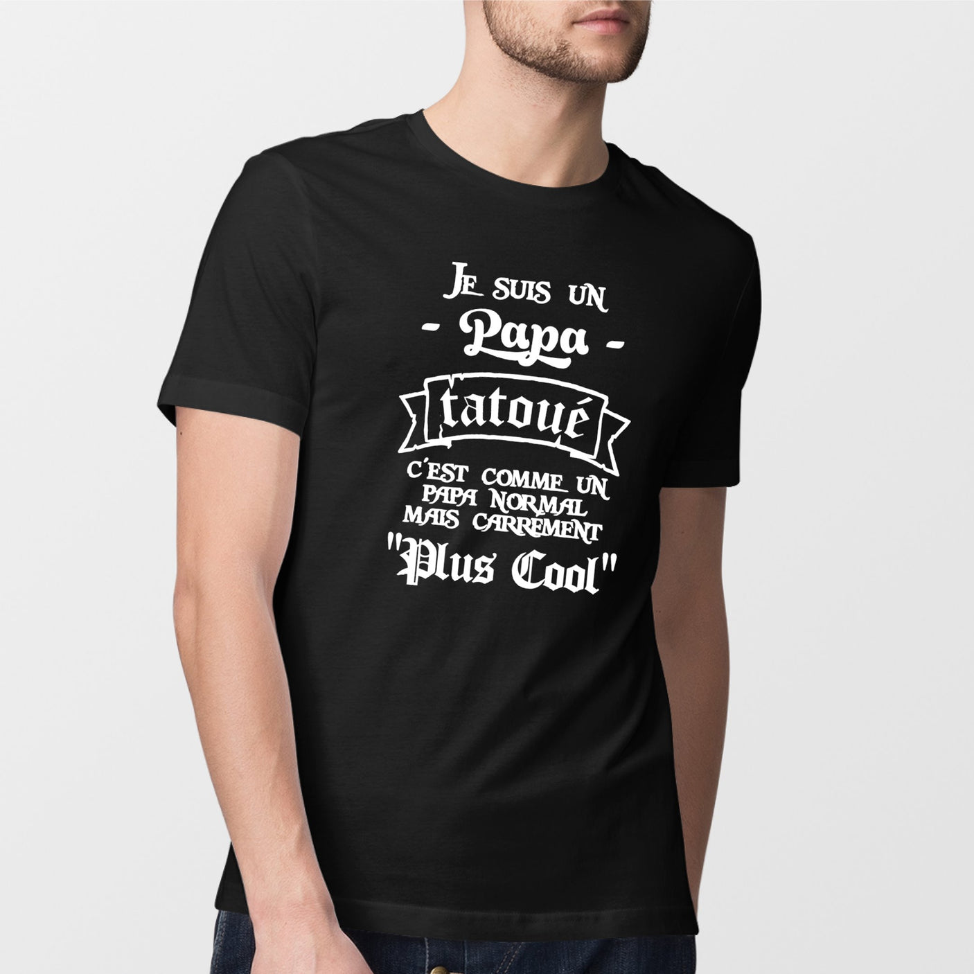 T-Shirt Homme Papa tatoué Noir