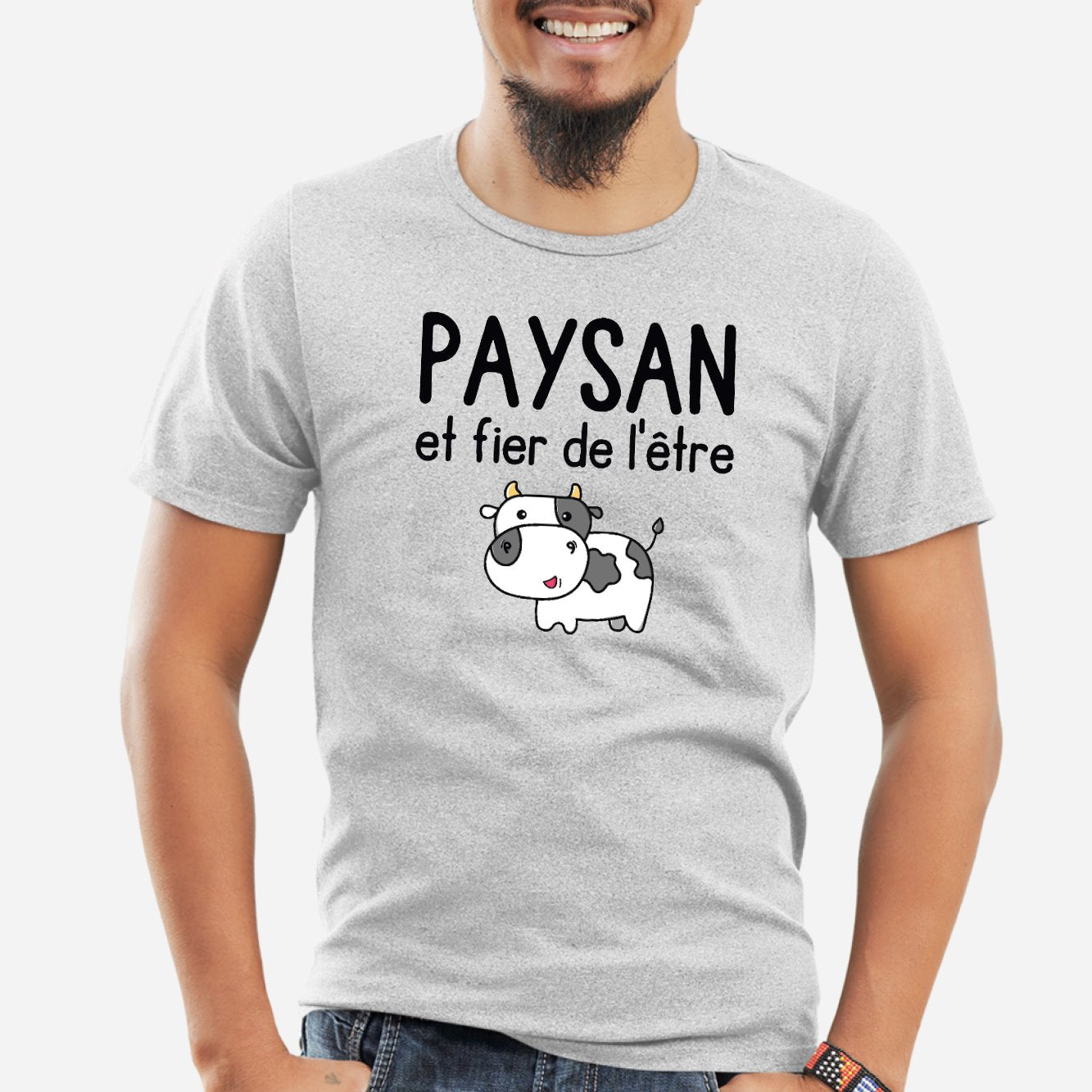 T-Shirt Homme Paysan et fier de l'être Gris