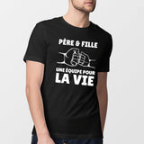 T-Shirt Homme Père et fille une équipe pour la vie Noir