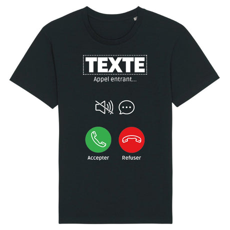 T-Shirt Homme Personnalisé Appel de "votre texte" Noir