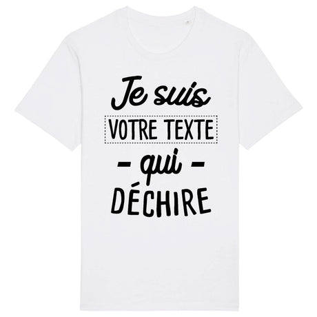 T-Shirt Homme Personnalisé Je suis "votre texte" qui déchire Blanc