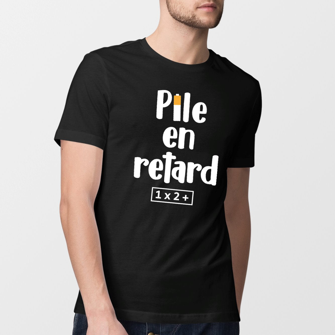 T-Shirt Homme Pile en retard Noir