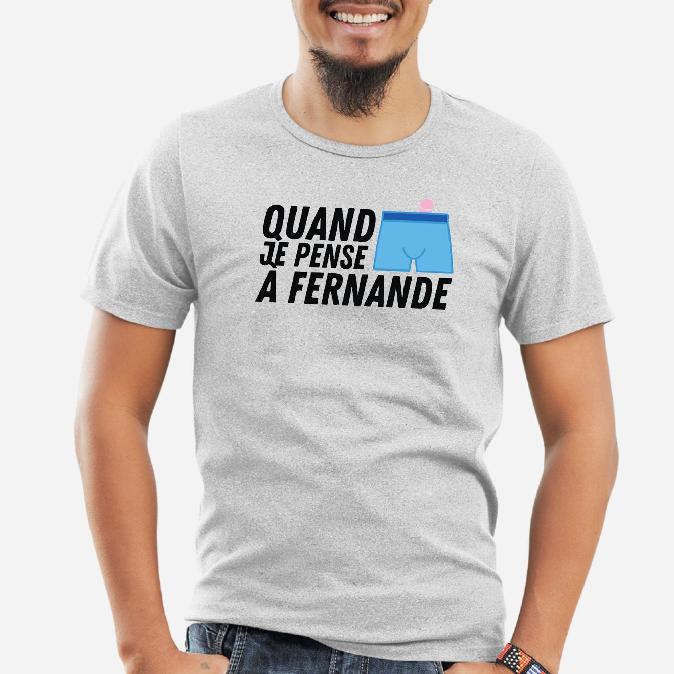 T-Shirt Homme Quand je pense à Fernande Gris