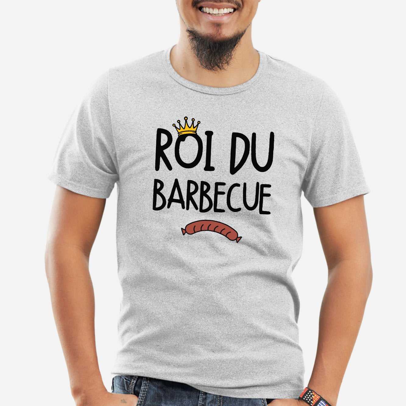 T-Shirt Homme Roi du barbecue Gris