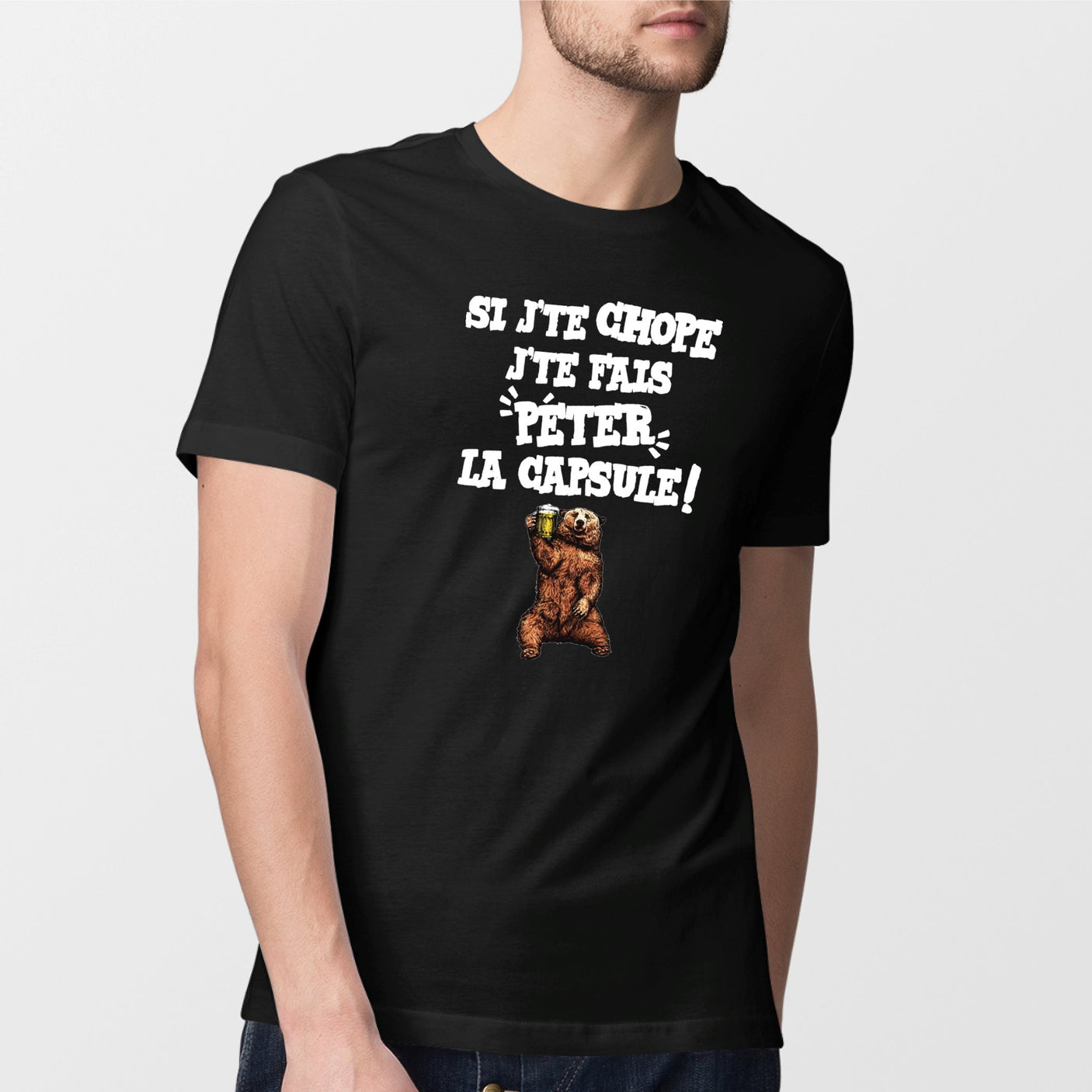 T-Shirt Homme Si j'te chope Noir