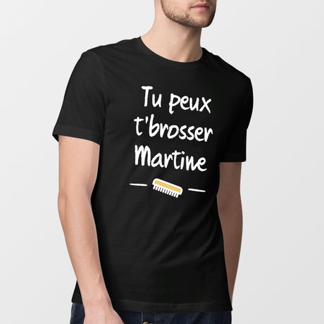 T-Shirt Homme Tu peux te brosser Martine Noir