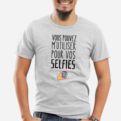 T-Shirt Homme Vous pouvez m'utiliser pour vos selfies Gris