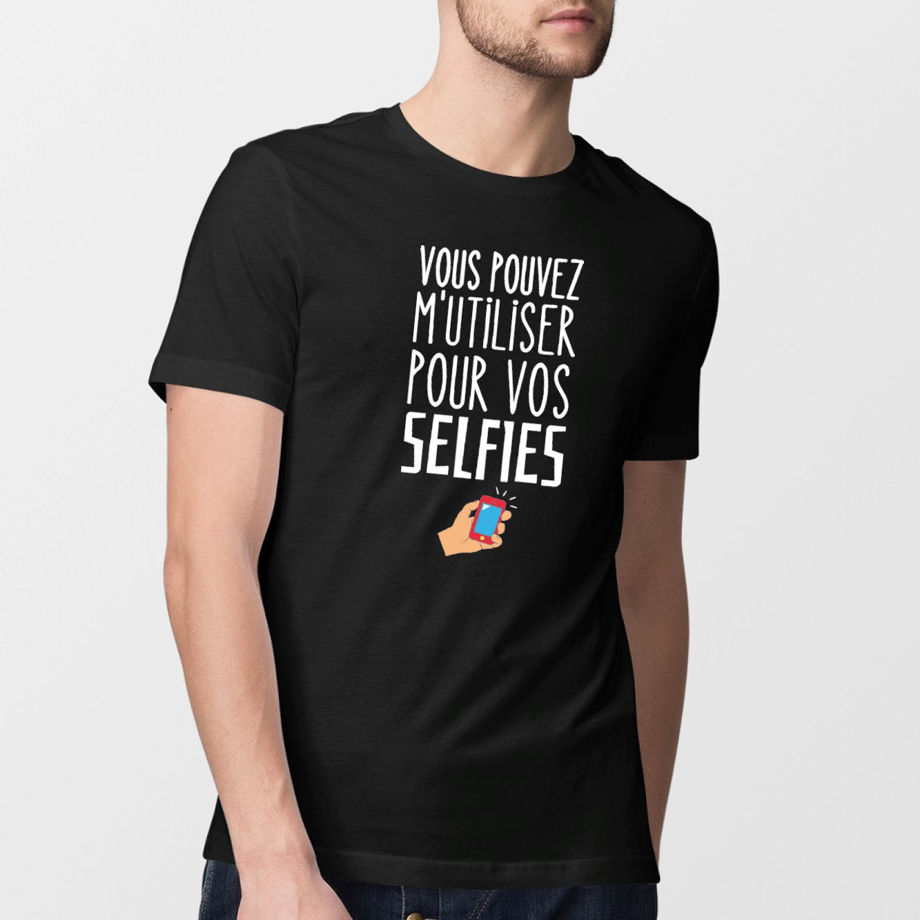T-Shirt Homme Vous pouvez m'utiliser pour vos selfies Noir