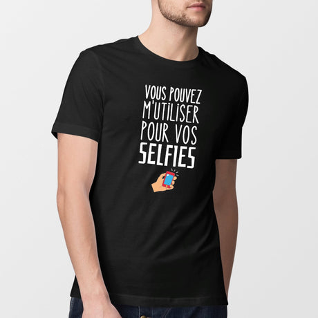 T-Shirt Homme Vous pouvez m'utiliser pour vos selfies Noir