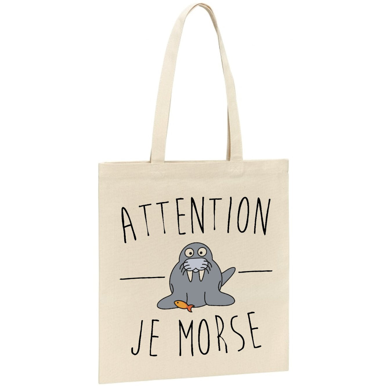 Tote bag Attention je mords 