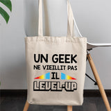 Tote bag Geek level-up Blanc