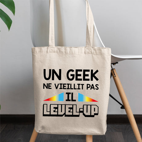 Tote bag Geek level-up Blanc