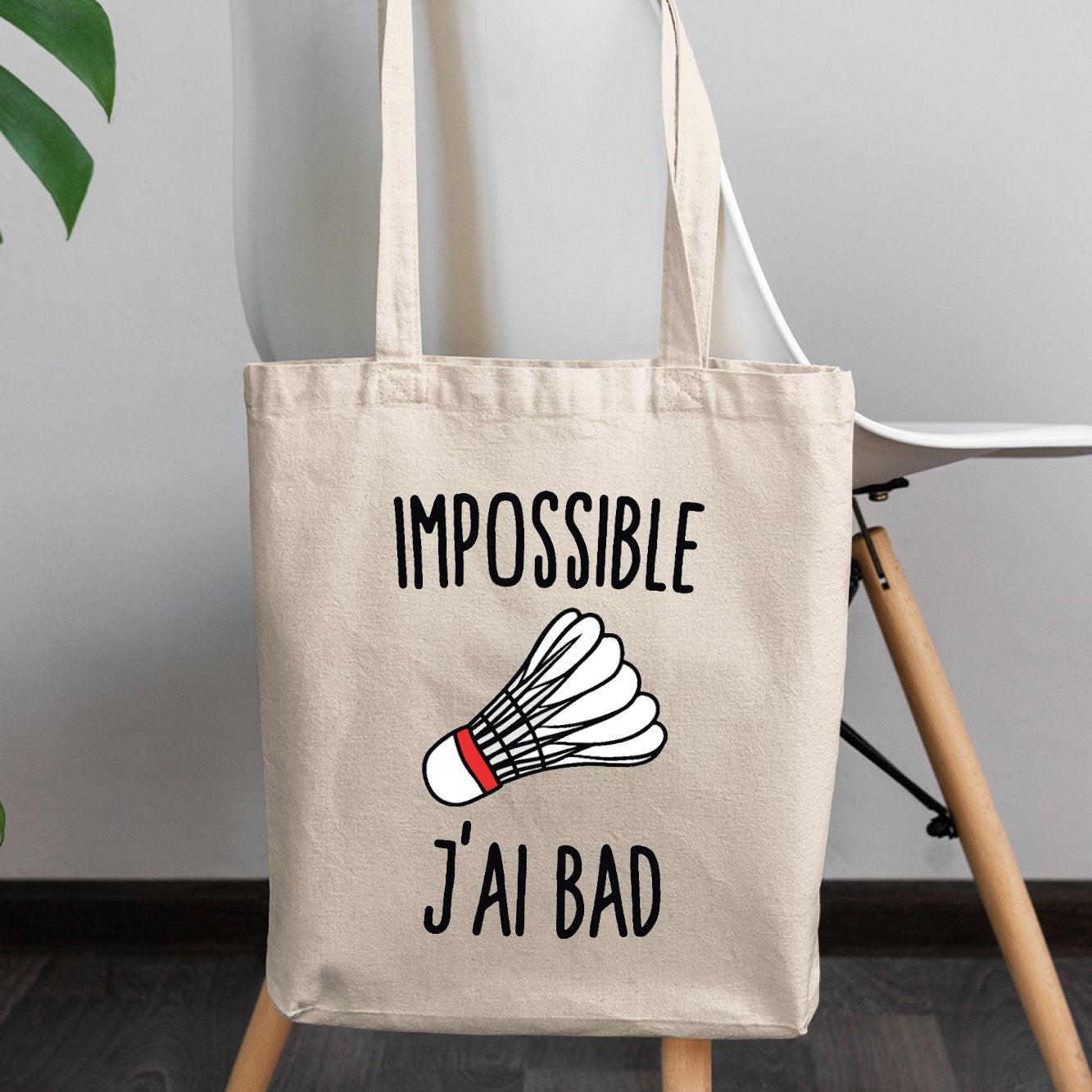 Tote bag Impossible j'ai bad Blanc