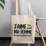 Tote bag J'aime quand ma femme me laisse regarder le foot Blanc