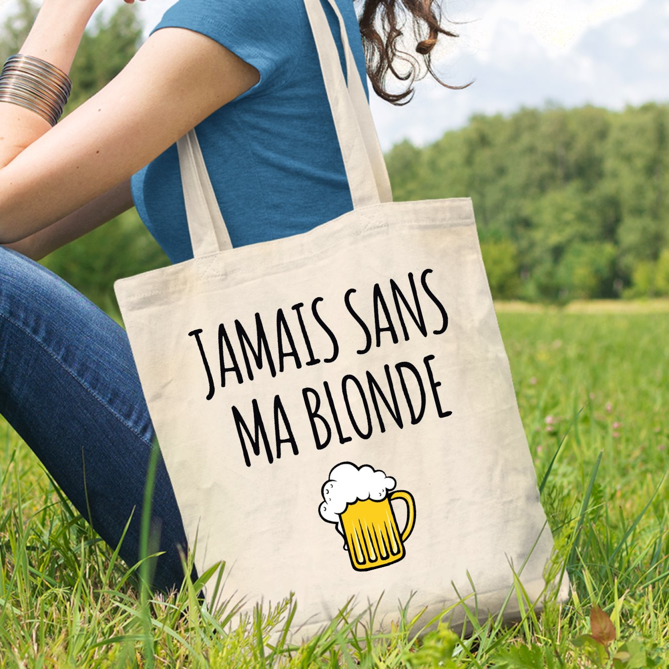 Tote bag Jamais sans ma blonde Id e cadeau original