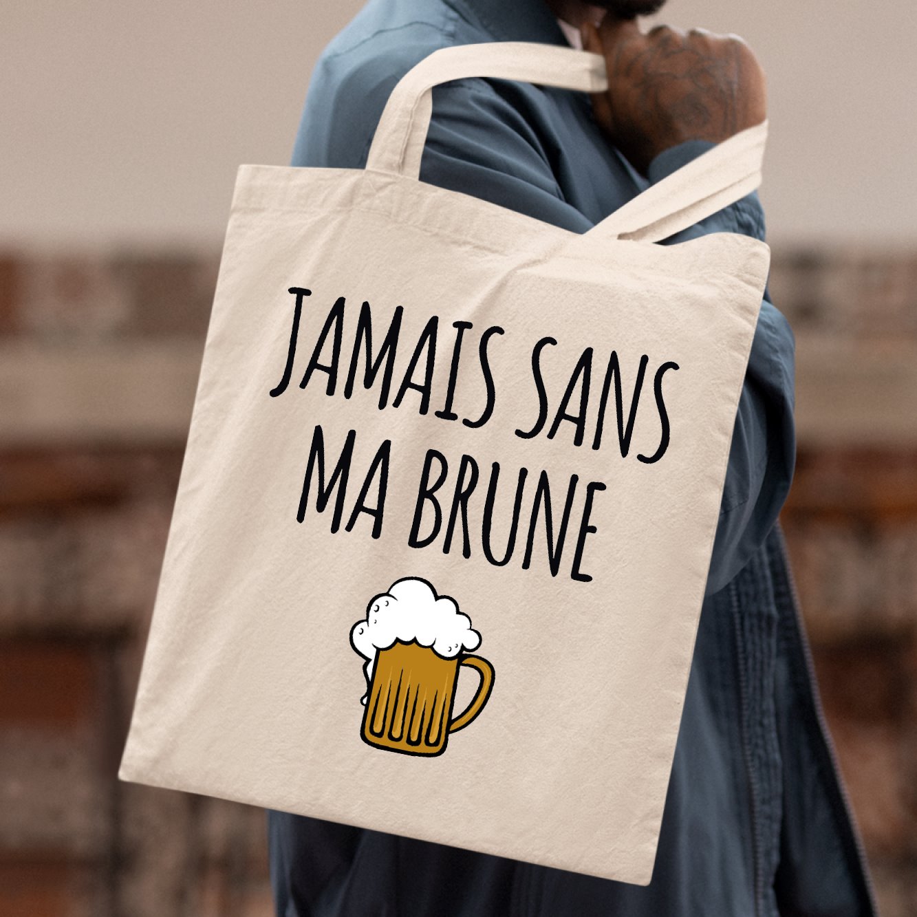 Tote bag Jamais sans ma brune Blanc