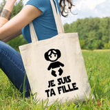 Tote bag Je suis ta fille Beige