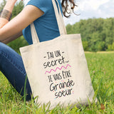 Tote bag Je vais être grande soeur Beige