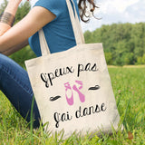 Tote bag J'peux pas j'ai danse Blanc