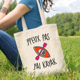 Tote bag J'peux pas j'ai kayak Blanc