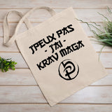 Tote bag J'peux pas j'ai krav maga Blanc