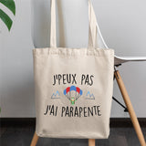 Tote bag J'peux pas j'ai parapente Beige