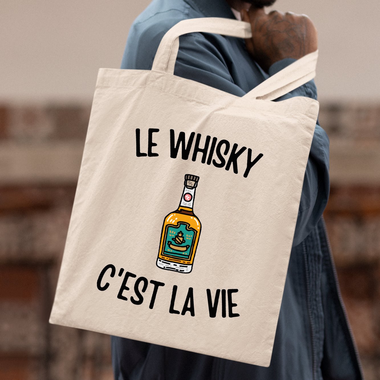 Tote bag Le whisky c'est la vie Blanc