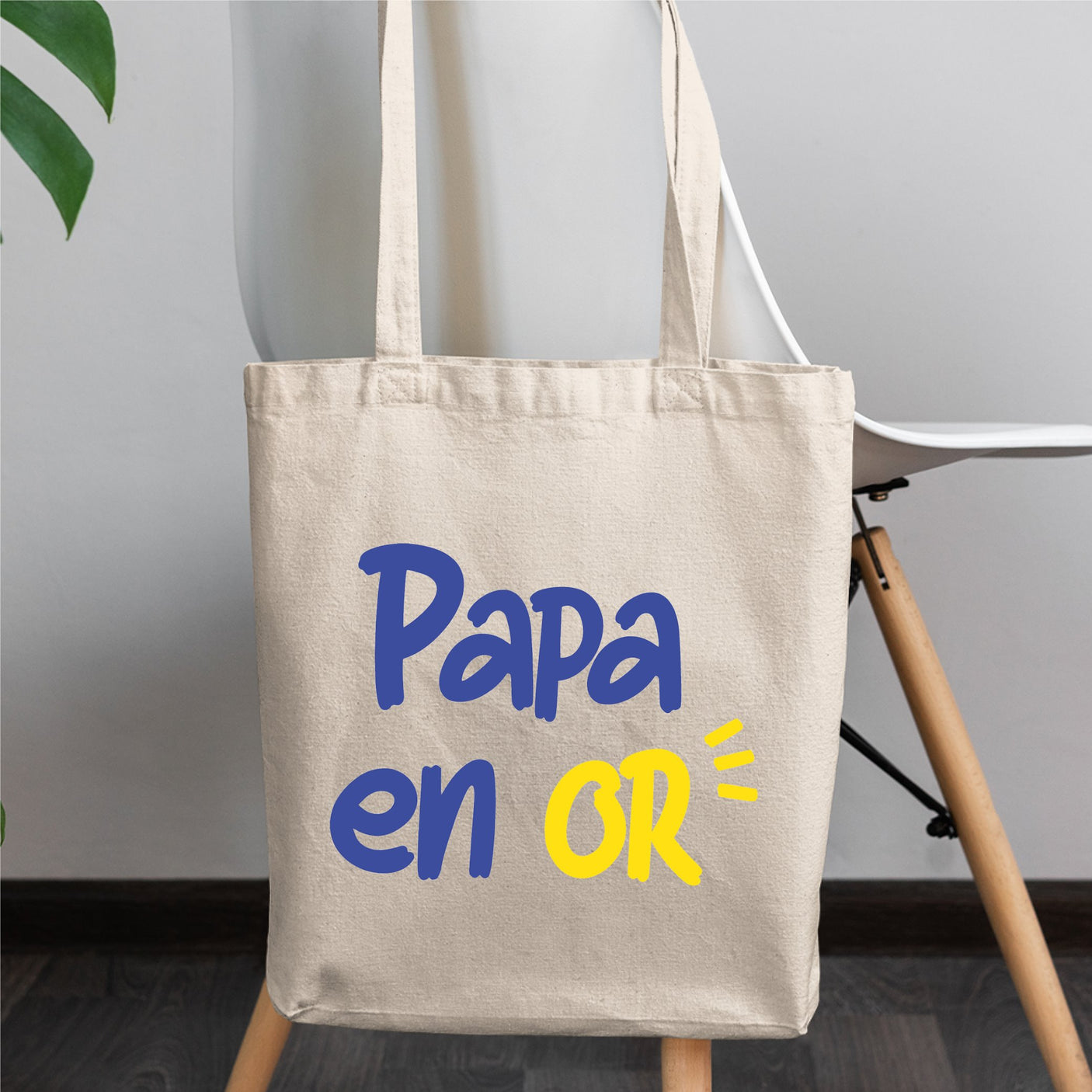 Tote bag Papa en or Blanc